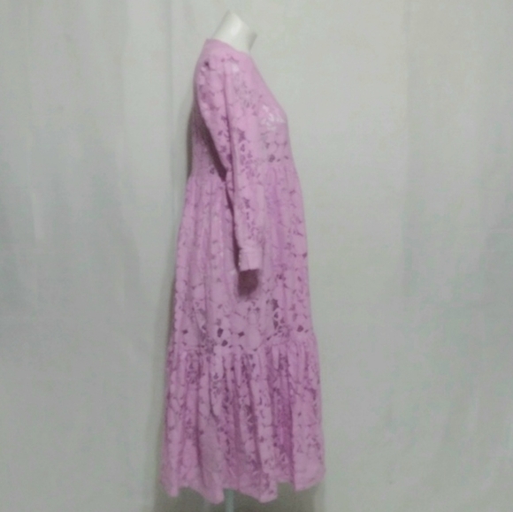 Mr. Larkin May Orchid Pink Cuore Lace Prairie Maxi Dress XS Romantic Designer - Picture 9 of 17